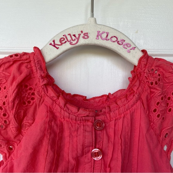 •Calvin Klein• Coral  Eyelet Lined Casual Dress - Size 12 Months - Picture 3 of 8